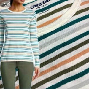 LANDSEND Women's Long Sleeve 100% Cotton Crewneck T-shirt